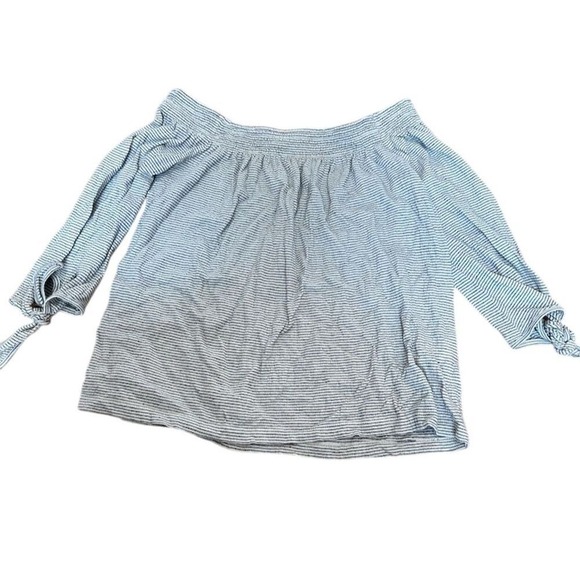 Lucky Brand Women's XS Black Striped Off-The-Shoulder Blouse‎ - Picture 2 of 5